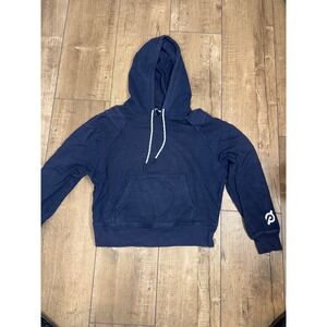 Peloton Navy Blue Cropped Hoodie Pullover Sweatshirt Women's‎ Size S Logo